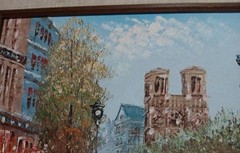 Caroline Burnett (1877-1950) Paris Street Scene Oil Painting Framed Signed 8×10