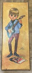 Vintage Lee Big Eyed BOY „Go-Go“ Teen Rocker On Canvas 1960s Retro Mod Framed