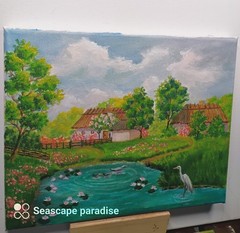Art 8″/10″ Original Oil Painting, Slavic Village, Landscape