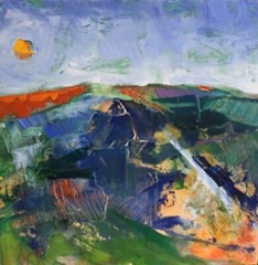 Abstract Landscape With Mountains And Sun Aycock 10×10