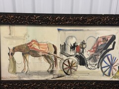 Rodolfo Marma ( Italian 1923-98) Firenze Carrozzelle Watercolor Signed LR