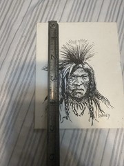Vivian Lowrey Oil pen and ink sketch of the Native American chief V Lowrey
