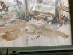 Vintage Framed Landscape Water Color Painting by S. Trainor 12 1/2 by 10 Inches