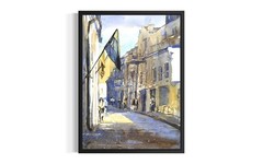 Vilnius Cathedral colorful watercolor painting Lithuania cityscape art for house