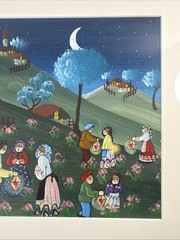 De Paola Signed Folk Art Evening Painting