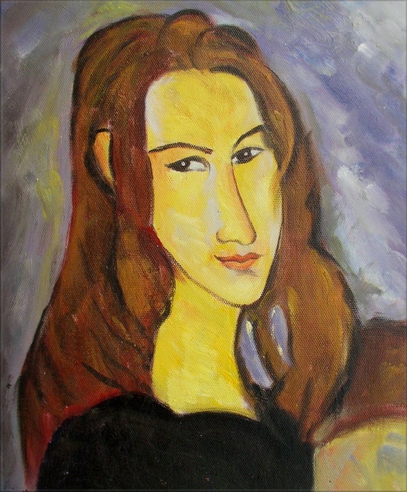 Modigliani Portrait of Jeanne Repro, Hand Painted Oil Painting, 9 1/8×10 3/4in