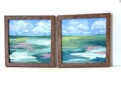 Original textured framed seascape painting, 8″ x 6″, acrylic art canvas, OOAK