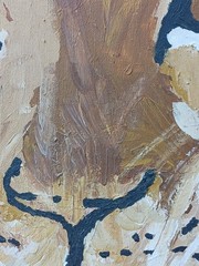 Vintage Oil Painting Lion Face Large MCM era by Cindy Carman 1975 30 x 36in.