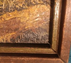 VINTAGE JOHN DIMECH ACRYLIC PAINTING on HARDBOARD AUSTRALIAN OUTBACK GRASS TREES