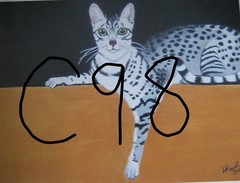 C98 ORIGINAL ACRYLIC PAINTING BY LJH „CLEOPATRA“ EGYPTIAN MAU CAT
