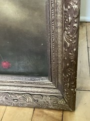 1800s Oil On Canvas Cherries Spilling From Basket Still Life Antique Painting