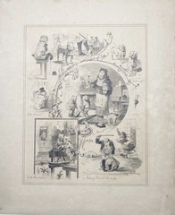 Ernst Retemeyer- Moppel and Juli Dogs Dog Breeding Cartoon Drawing 1887