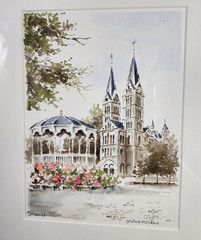 VTG Original Framed Water Color Painting Netherlands Church Signed Gallery Wall