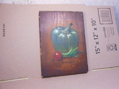 Brother Matthew OSF Small Folk Art Painting Green Pepper & Raddish