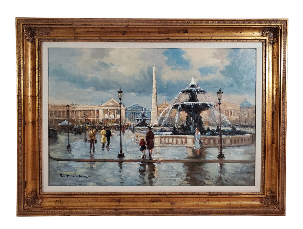 Manner of EDOUARD LEON CORTES „Place de la Concorde“ Oil on Canvas