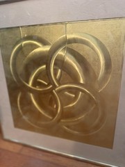 Vintage Mid-Century Modern Gold Foil Abstract Wall Art – (70s/80s)