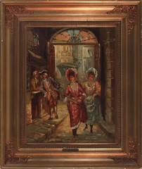 Emil Rosenstand 1859 – 1932 Street Scene with 2 Ladies