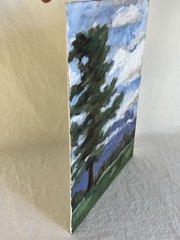 Plein Air Painting Landscape Tree and Mountain Scene