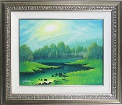Jon Rattenbury Original Acrylic Painting On Canvas Signed Framed „Sky Blue“