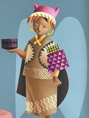 After Alejandro Rangel Hidalgo Mexican Mid Century Modern Folk Portrait Painting