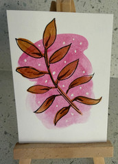 ACEO/ATC Original Acrylic Flower Mini Painting „Garden Frond“ Signed 3.5×2.5