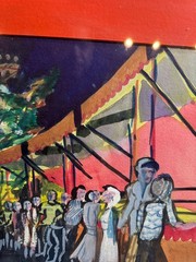 Trav Neidlinger Game of Chance Signed Watercolor Carnival Fair Scene Framed