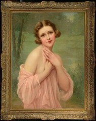 Hand Painted Old Master-Art Antique Oil Painting Portrait lady girl on canvas