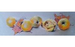 Fruit Painting Quince Pastel Painting Original Art from Ukraine