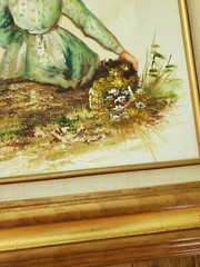 Picture Oil Painting on Canvas Portrait of back of Girl Framed Art 23″ x 19 1/4