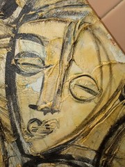 Moshe Katz Signed Vintage Mid Century Modern Painting Judaica Cubist Abstract