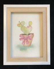 Cactus Heart Potted Plant Original Watercolor Painting