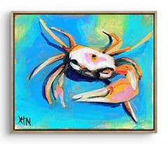 10×8 Crab Art Contemporary Acrylic Figurative Xtn Original Painting On Canvas