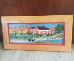 Vintage Original Wood Framed Colonial Landscape Painting Signed Artist Jean