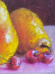 Original Oil Painting in Frame Pears Still life 4х4 in Miniature