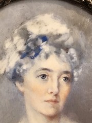 Antique Miniauture Portrait Of A Lady/Signed/Bronze Frame/Hand Painted/C.1870