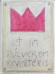 OIRIGNAL VINTAGE POP ART PAINTING Red Crown “Et In Pulverem Reverteris”