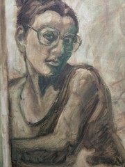 Estate Sale Collection Texas Artist Acrylic Woman Painting on Canvas 24″ x 30″
