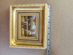 Small Autumn Farmhouse Gold Toned Wood Framed Decor Painting on Board