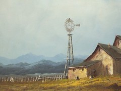 PAINTING LORENZ REALISM AMERICAN SCENE 23 ½” x 35 ½” BARNS STREAM POND TREES CLO