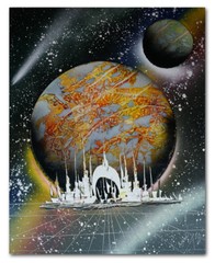 1990’s Vintage Original SPACE Sci-Fi Fantasy Painting, Signed