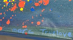 Vintage Abstract Expressionist Painting Canvas MCM Art By Marc Truelove 1985