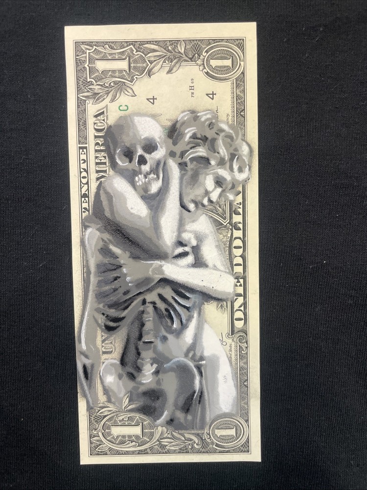 Love In Life & Death 1 Dollar bill painting Tattoo Art Graffiti Art Street Art