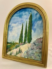 Original Sierra Foothills Watercolor Painting 5×7 Framed Gold Arch Landscape Art