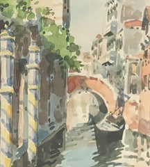 Original Signed Toni Orsini Venice Canal Watercolor Painting Italian Art Framed