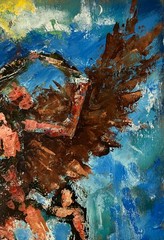 Oil painting It was as if an angel Had Descended V. Aksenov Original nAAA5016