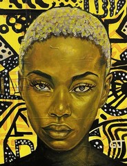 YELLOW WOMAN ACRYLIC 11”x14” Original Painting by Gandhi J.