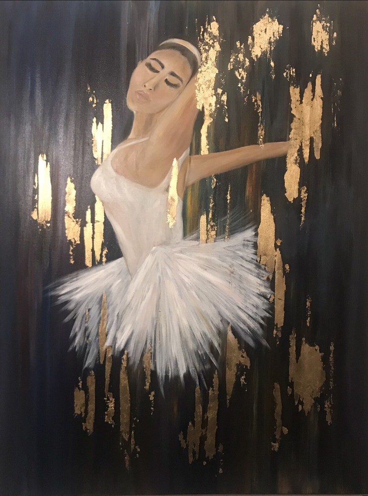 The ballerina In The White Dress Original Oil Painting On Canvas