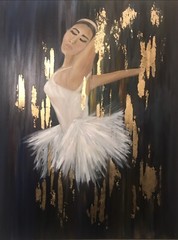 The ballerina In The White Dress Original Oil Painting On Canvas