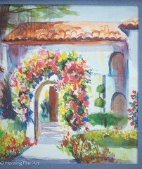 Beautiful Impressionist Painting of Colorful Floral Garden Finely Framed 21×25″