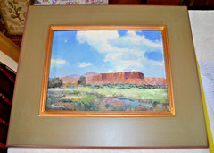 FELICE HROVAT OIL PAINTING Southwest Mesa IMPRESSIONIST AMERICAN 1970 18″X15″